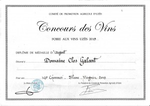 Médaille ARGENT Foire aux Vins d'Uzès 2019