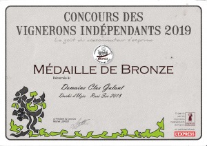 Médaille BRONZE Vignerons Indépendants 2019