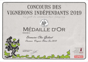 Médaille OR Vignerons Indépendants 2019