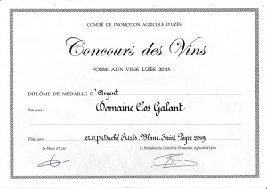 Médaille ARGENT Foire aux Vins d'Uzès 2021