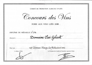 Médaille OR Foire aux Vins d'Uzès 2022