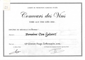Médaille BRONZE Foire aux Vins d'Uzès 2023